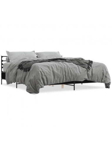 Giroletto Nero 200x200 cm in Legno Multistrato e Metallo