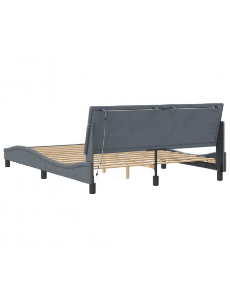 Giroletto con Luci LED Grigio Scuro 160x200 cm in Velluto