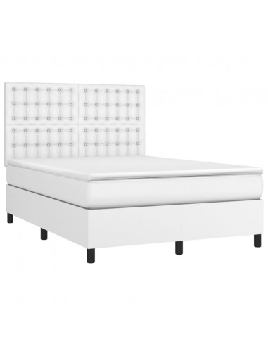 Giroletto Molle con Materasso e LED Bianco 140x190cm Similpelle