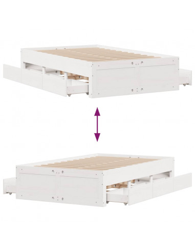 Giroletto senza Materasso con Cassetti Bianco 135x190 cm Pino