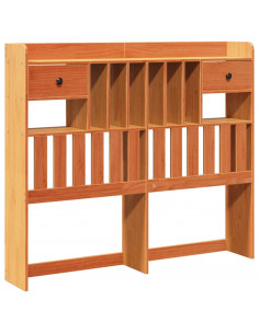 Testiera con Ripiani Marrone Cera 135 cm in Legno di Pino 2