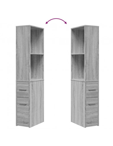 Armadietto da Bagno Stretto con Ruote Grigio Sonoma Truciolato