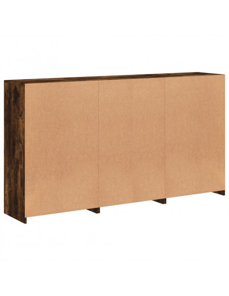 Credenza con Luci LED Rovere Fumo 181,5x37x100 cm