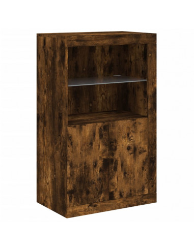 Credenza con Luci LED Rovere Fumo 181,5x37x100 cm
