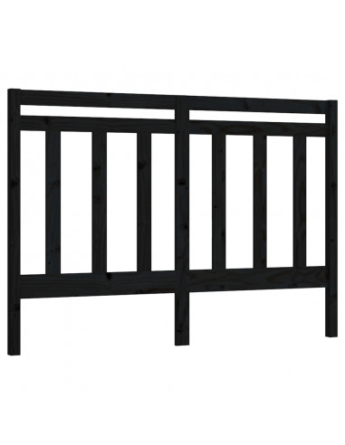 Testiera per Letto Nera 146x4x100 cm in Legno Massello di Pino