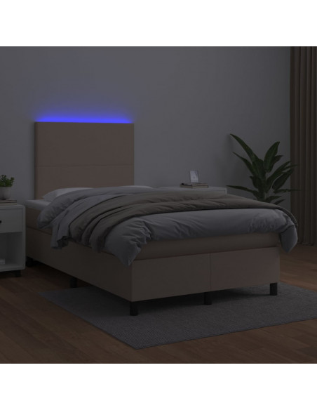 Giroletto Molle Materasso e LED Cappuccino 120x200cm Similpelle