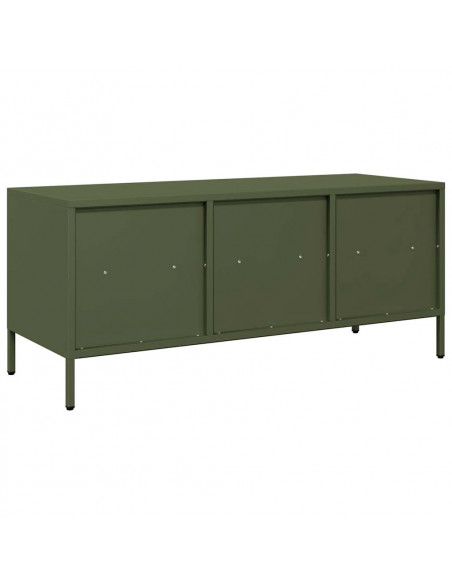 Mobile TV Verde Oliva 101,5x39x43,5cm Acciaio Laminato a Freddo