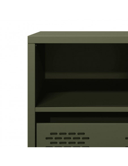Mobile TV Verde Oliva 101,5x39x43,5cm Acciaio Laminato a Freddo