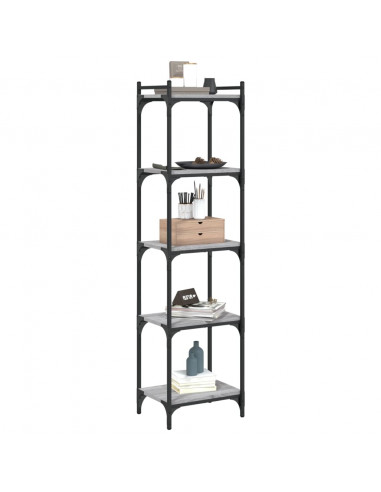 Libreria 5 Ripiani Grigio Sonoma 40x30x154cm Legno Multistrato