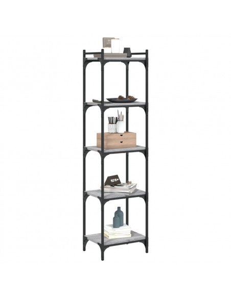 Libreria 5 Ripiani Grigio Sonoma 40x30x154cm Legno Multistrato