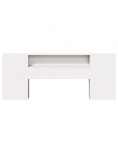 Testiera con Ripiani Bianca 200 cm in Legno Massello di Pino