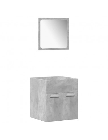 Set Mobili da Bagno 4 pz Grigio Cemento in Legno Multistrato