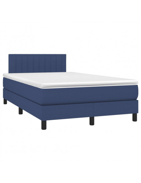 Letto a Molle con Materasso e LED Blu 120x200cm in Tessuto