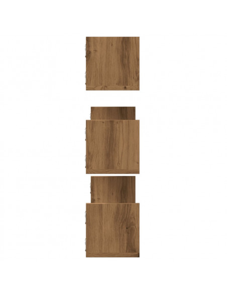 Mensole Parete 3pz Rovere Artigianale 80x18x18 cm in Truciolato