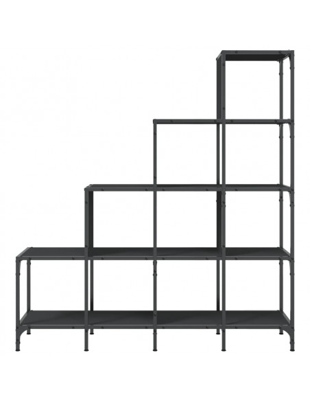 Libreria Nera 122x30x102 cm in Legno Multistrato e Metallo
