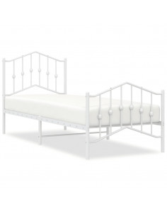 Giroletto con Testiera e Pediera Metallo Bianco 80x200 cm 2