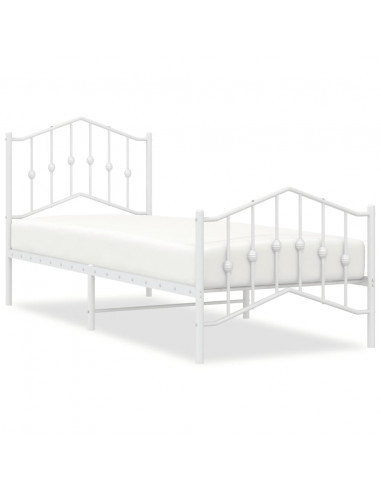 Giroletto con Testiera e Pediera Metallo Bianco 80x200 cm