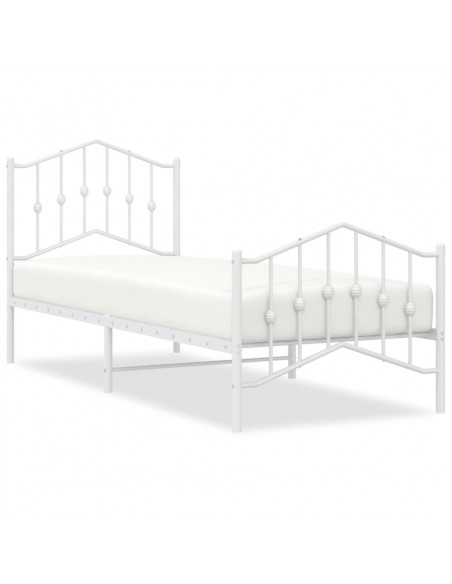 Giroletto con Testiera e Pediera Metallo Bianco 80x200 cm