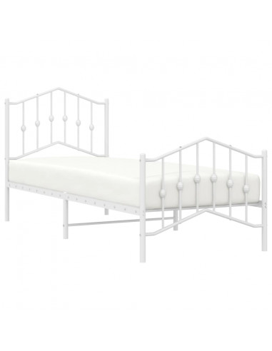 Giroletto con Testiera e Pediera Metallo Bianco 80x200 cm