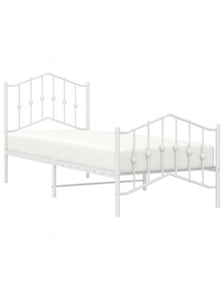 Giroletto con Testiera e Pediera Metallo Bianco 80x200 cm