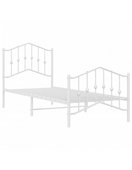 Giroletto con Testiera e Pediera Metallo Bianco 80x200 cm