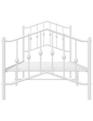 Giroletto con Testiera e Pediera Metallo Bianco 80x200 cm