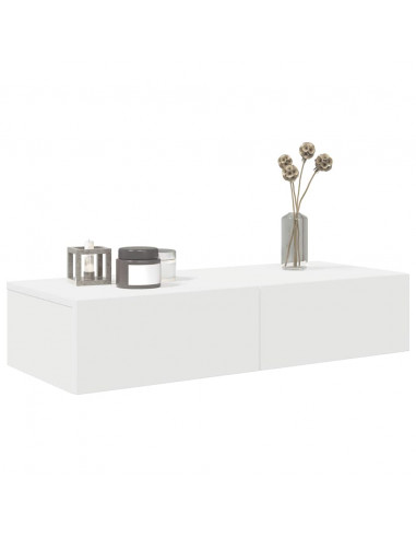 Scaffale a Parete con Cassetti Bianco 80x33x17 cm in Truciolato