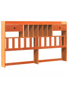 Letto Libreria senza Materasso Marrone Cera 200x200 cm in Pino 2