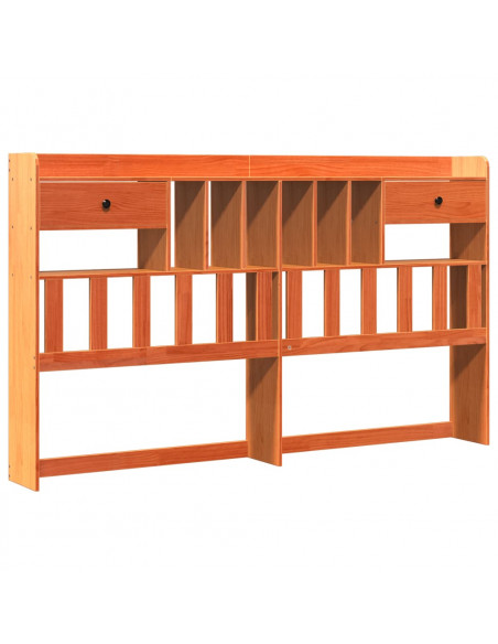 Letto Libreria senza Materasso Marrone Cera 200x200 cm in Pino