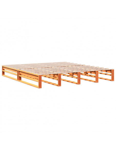 Letto Libreria senza Materasso Marrone Cera 200x200 cm in Pino