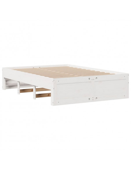 Letto Libreria senza Materasso Bianco 150x200 cm Legno di Pino
