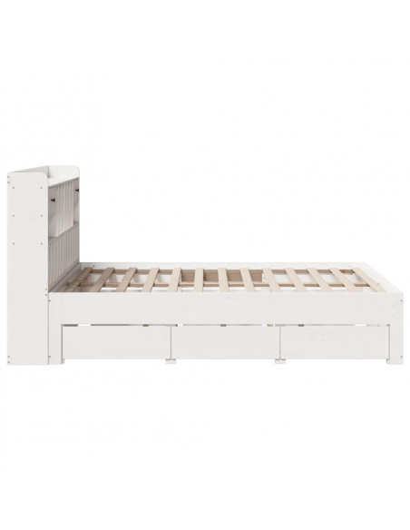 Letto Libreria senza Materasso Bianco 150x200 cm Legno di Pino