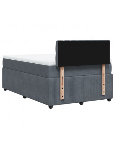 Giroletto a Molle con Materasso Grigio Scuro 120x200 cm Velluto