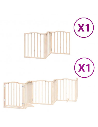 Cancello per Cani con Porta Pieghevole 9 Pannelli 450 cm Pioppo