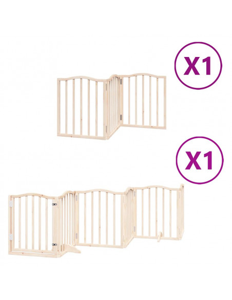 Cancello per Cani con Porta Pieghevole 9 Pannelli 450 cm Pioppo