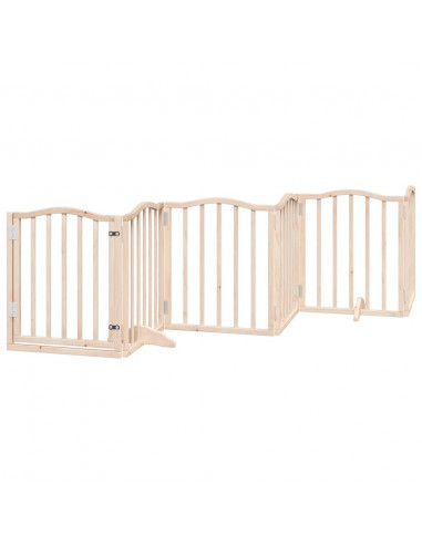 Cancello per Cani con Porta Pieghevole 9 Pannelli 450 cm Pioppo