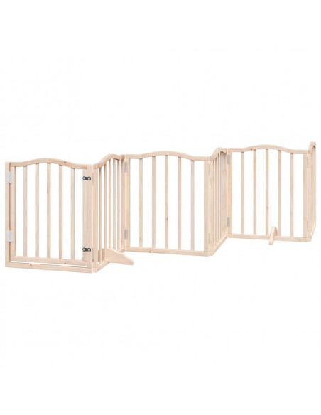 Cancello per Cani con Porta Pieghevole 9 Pannelli 450 cm Pioppo