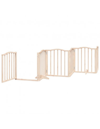 Cancello per Cani con Porta Pieghevole 9 Pannelli 450 cm Pioppo