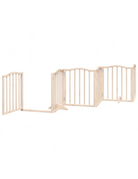 Cancello per Cani con Porta Pieghevole 9 Pannelli 450 cm Pioppo