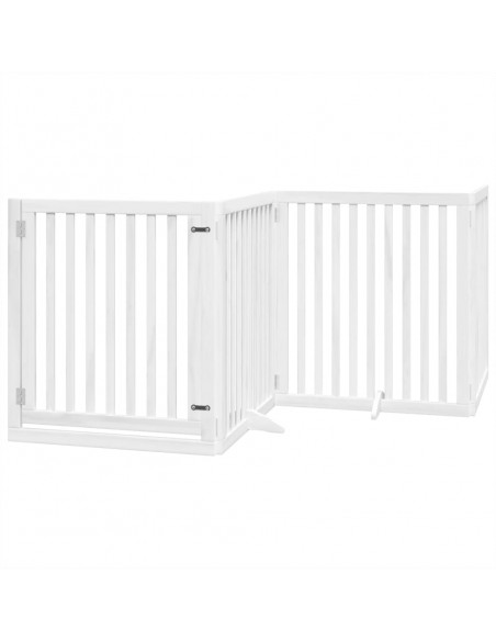 Cancello Cani Porta Pieghevole Bianco 4 Pannelli 320 cm Pioppo