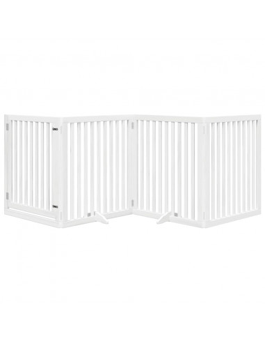 Cancello Cani Porta Pieghevole Bianco 4 Pannelli 320 cm Pioppo