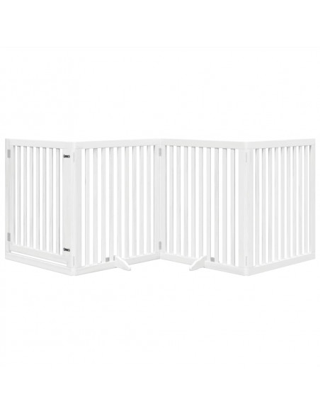 Cancello Cani Porta Pieghevole Bianco 4 Pannelli 320 cm Pioppo