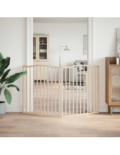Cancello per Cani Pieghevole 2 Pannelli 160 cm Legno di Pioppo 2