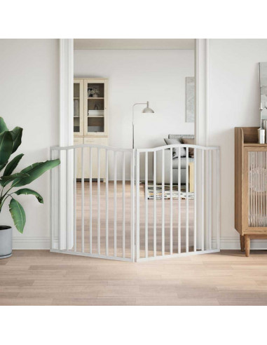Cancello per Cani Pieghevole 2 Pannelli Bianco 160 cm Pioppo