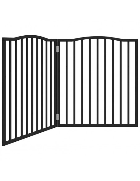 Cancello per Cani Pieghevole 2 Pannelli Nero 160cm Legno Pioppo