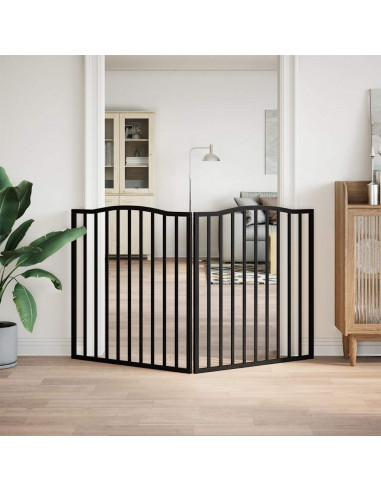 Cancello per Cani Pieghevole 2 Pannelli Nero 160cm Legno Pioppo