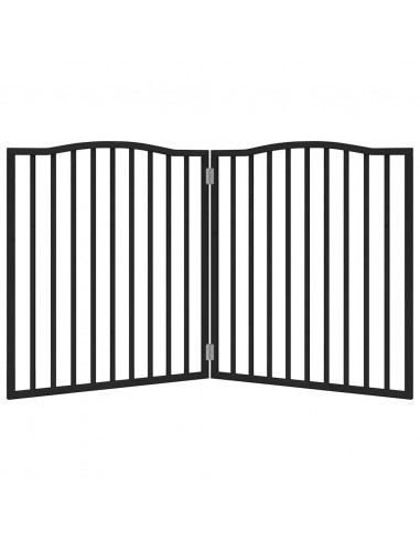 Cancello per Cani Pieghevole 2 Pannelli Nero 160cm Legno Pioppo