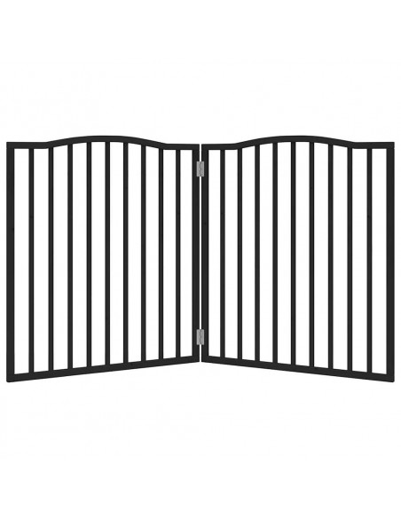 Cancello per Cani Pieghevole 2 Pannelli Nero 160cm Legno Pioppo