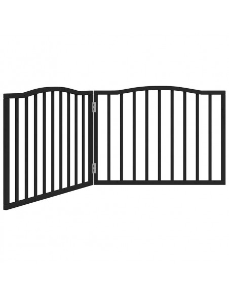Cancello per Cani Pieghevole 2 Pannelli Nero 160cm Legno Pioppo