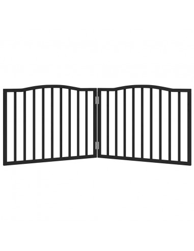 Cancello per Cani Pieghevole 2 Pannelli Nero 160cm Legno Pioppo